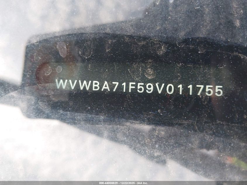 2009 Volkswagen Eos Komfort VIN: WVWBA71F59V011755 Lot: 44008829