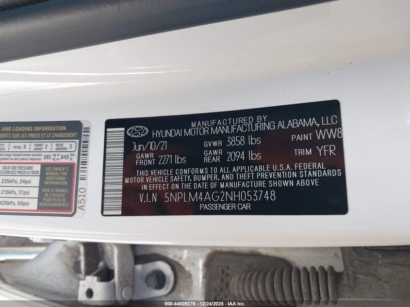 2022 Hyundai Elantra Sel VIN: 5NPLM4AG2NH053748 Lot: 44009276