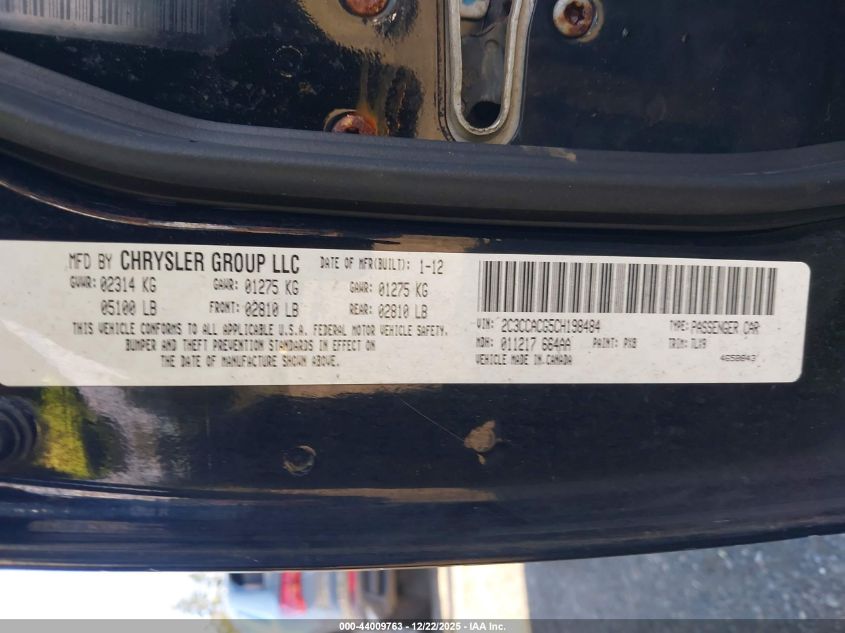 2012 Chrysler 300 Limited VIN: 2C3CCACG5CH198484 Lot: 44009763