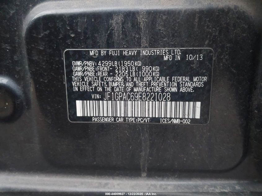 2014 Subaru Impreza 2.0I Premium VIN: JF1GPAC69E8221028 Lot: 44009927