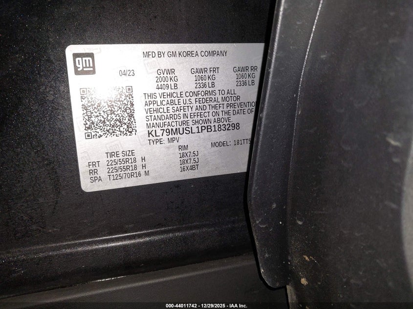 2023 Chevrolet Trailblazer Awd Rs VIN: KL79MUSL1PB183298 Lot: 44011742