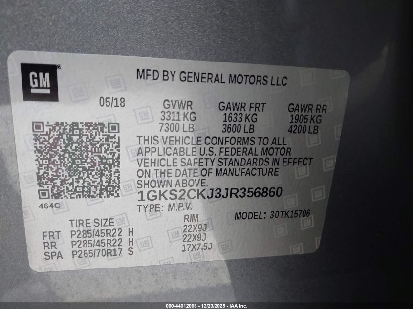 2018 GMC Yukon - 1GKS2CKJ3JR356860