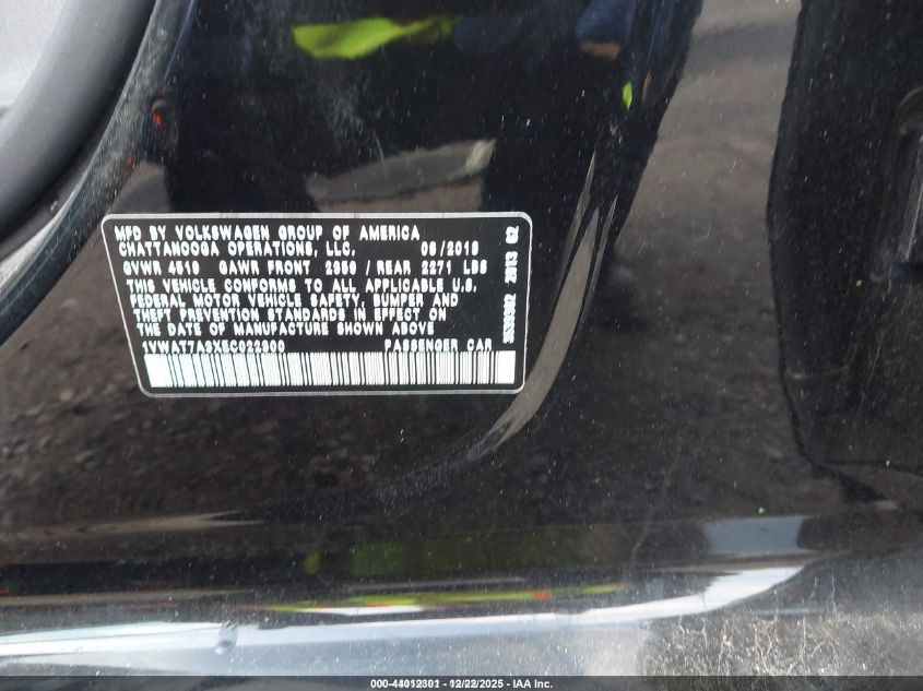 2014 Volkswagen Passat 1.8T Wolfsburg Edition VIN: 1VWAT7A3XEC022300 Lot: 44012301