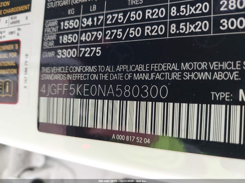 2022 Mercedes-Benz GLS-Class - 4JGFF5KE0NA580300