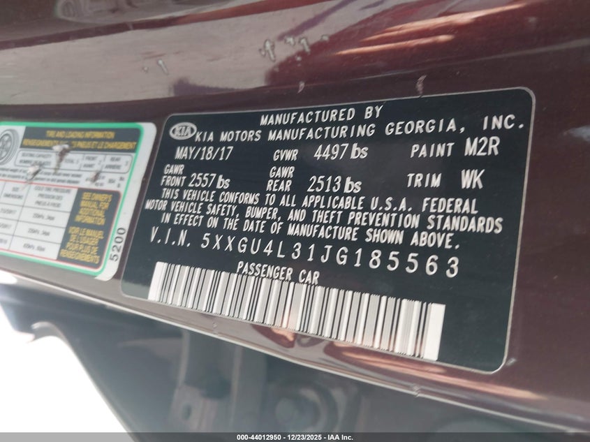 KIA OPTIMA 2018 VIN 5XXGU4L31JG185563