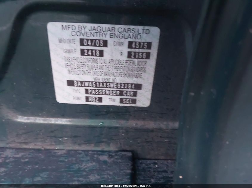 2005 Jaguar X-Type 3.0 VIN: SAJWA51AX5WE62294 Lot: 44013051