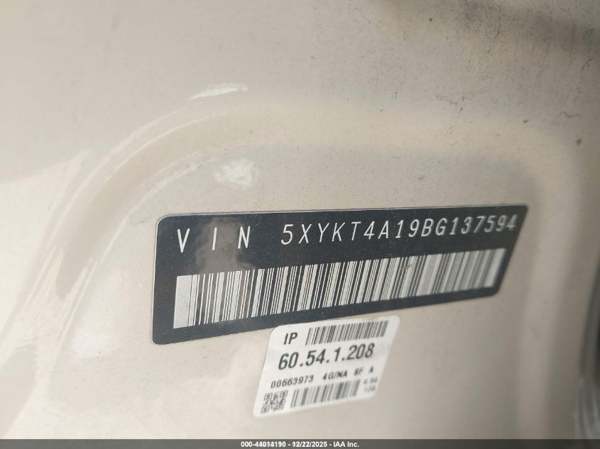 2011 Kia Sorento Lx VIN: 5XYKT4A19BG137594 Lot: 44014190