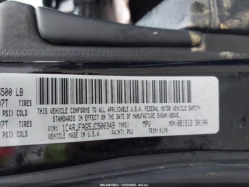 VIN 1C4RJFAG5JC500349 2018 JEEP GRAND CHEROKEE ALTITUDE 4X4