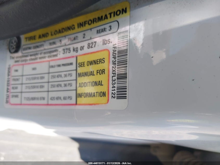 2015 Ford Focus Se VIN: 1FADP3F2XFL334122 Lot: 44015171