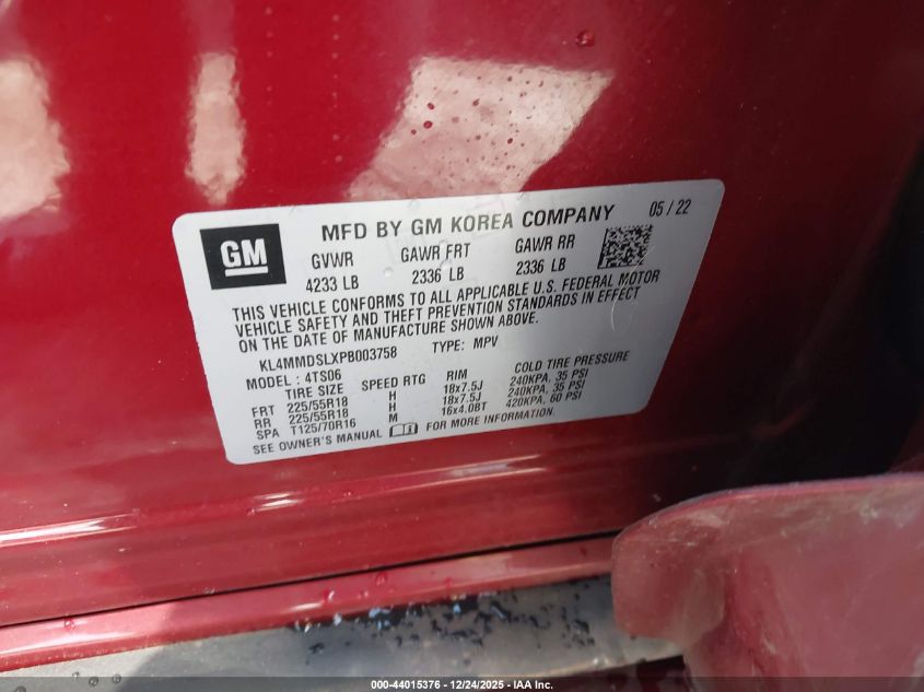 2023 Buick Encore Gx Select Fwd VIN: KL4MMDSLXPB003758 Lot: 44015376