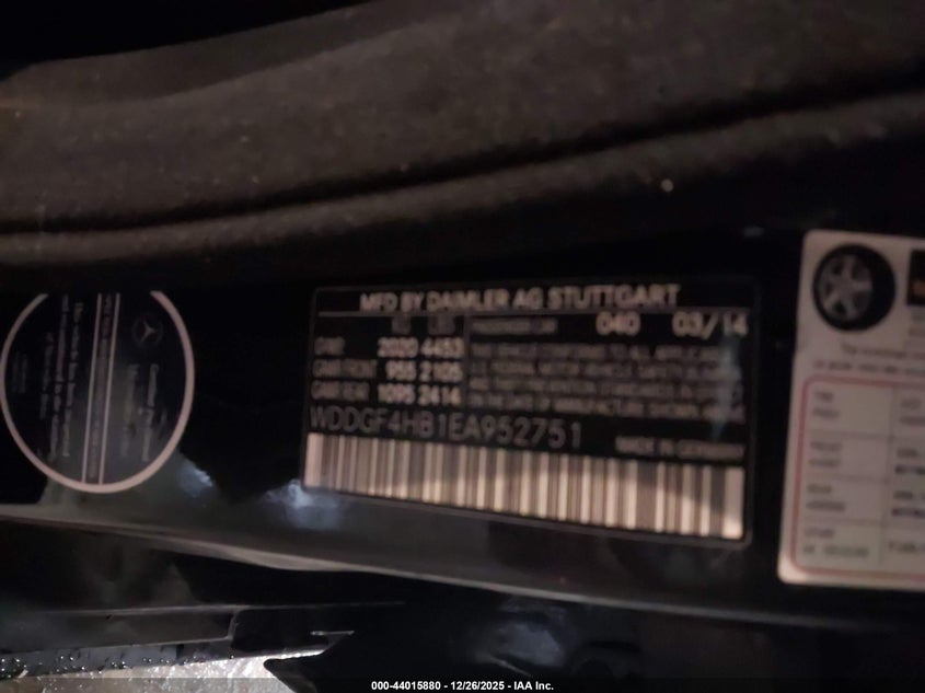 2014 Mercedes-Benz C-Class C 250 Sport VIN: WDDGF4HB1EA952751 Lot: 44015880
