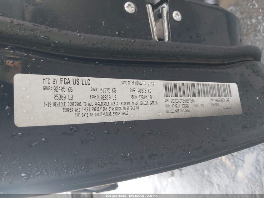 2017 Dodge Charger R/T Rwd VIN: 2C3CDXCT2HH667549 Lot: 44019064