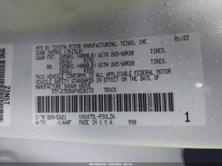 2023 Toyota Tundra - 5TFJC5DB6PX020372