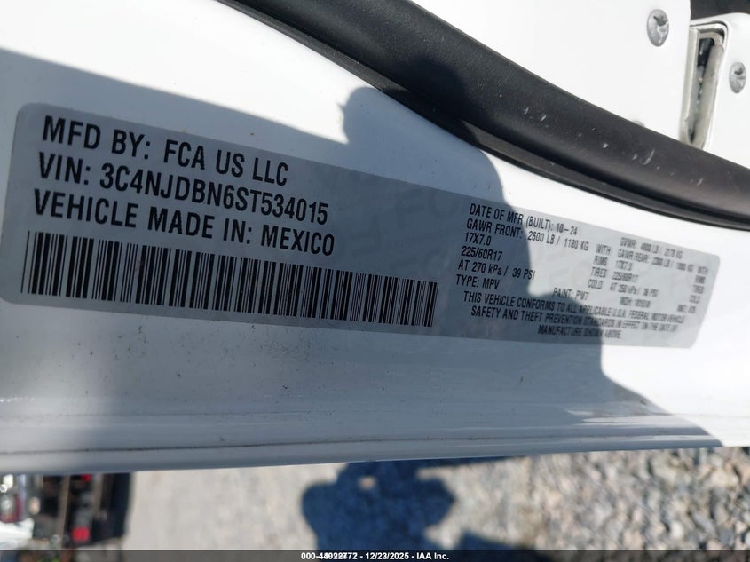 VIN 3C4NJDBN6ST534015 2025 JEEP COMPASS LATITUDE 4X4