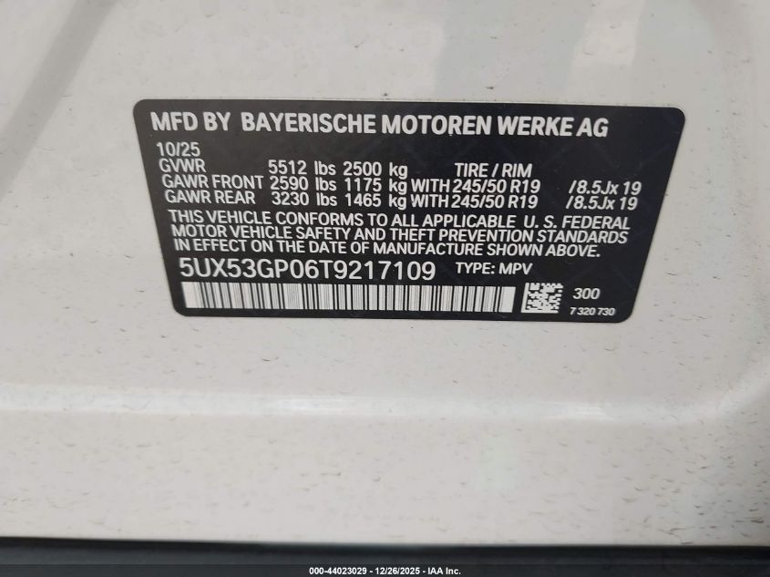 2026 BMW X3 - 5UX53GP06T9217109