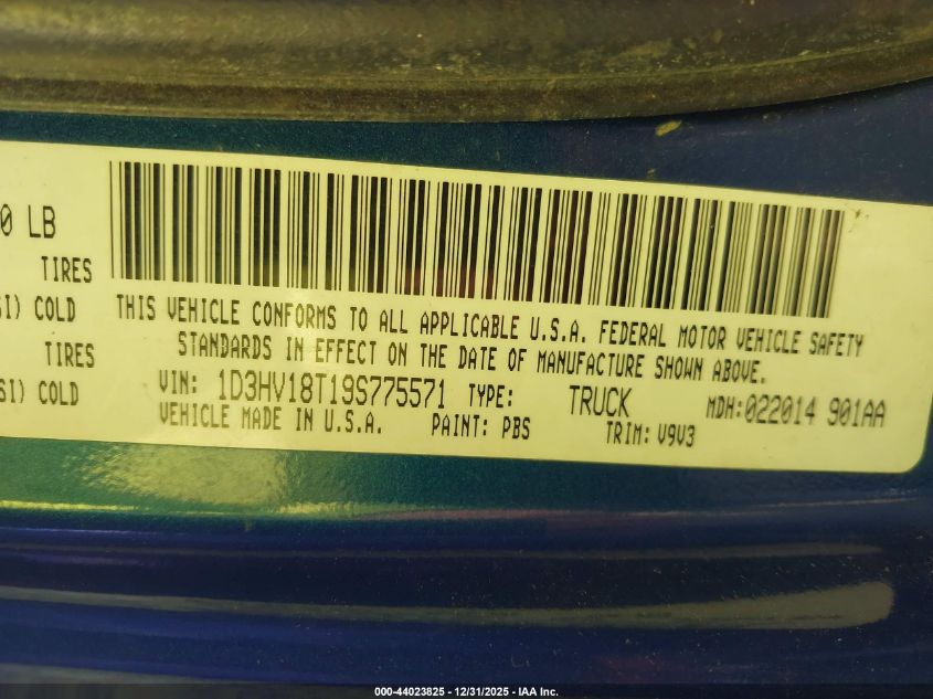 2009 Dodge Ram 1500 Slt/Sport/Trx VIN: 1D3HV18T19S775571 Lot: 44023825