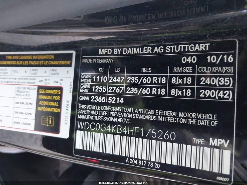 VIN WDC0G4KB4HF175260 2017 MERCEDES-BENZ GLC 300 4MATIC