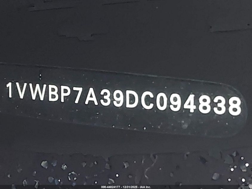2013 Volkswagen Passat 2.5L Se VIN: 1VWBP7A39DC094838 Lot: 44024177