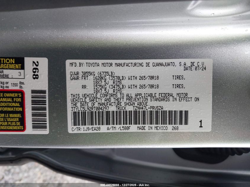 2024 Toyota Tacoma - 3TYLC5LN2RT004297