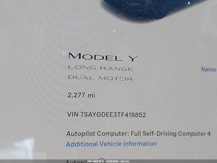 2026 Tesla Model Y - 7SAYGDEE3TF419852