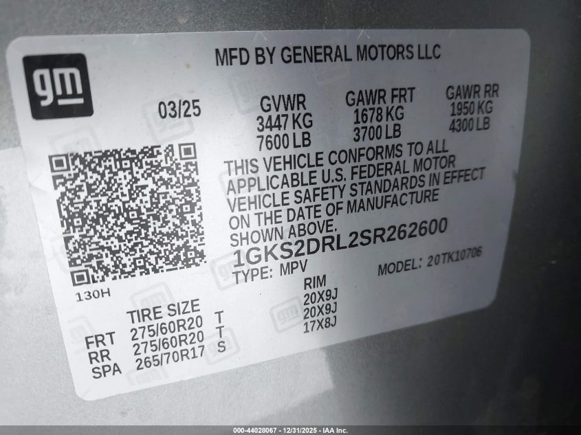 2025 GMC Yukon - 1GKS2DRL2SR262600