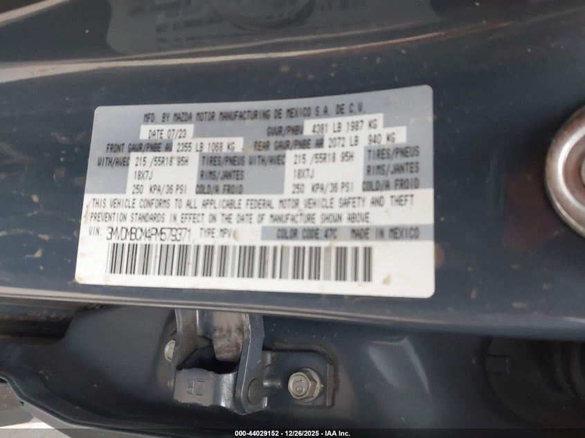 2023 Mazda Cx-30 2.5 S Carbon Edition VIN: 3MVDMBCM4PM579371 Lot: 44029152