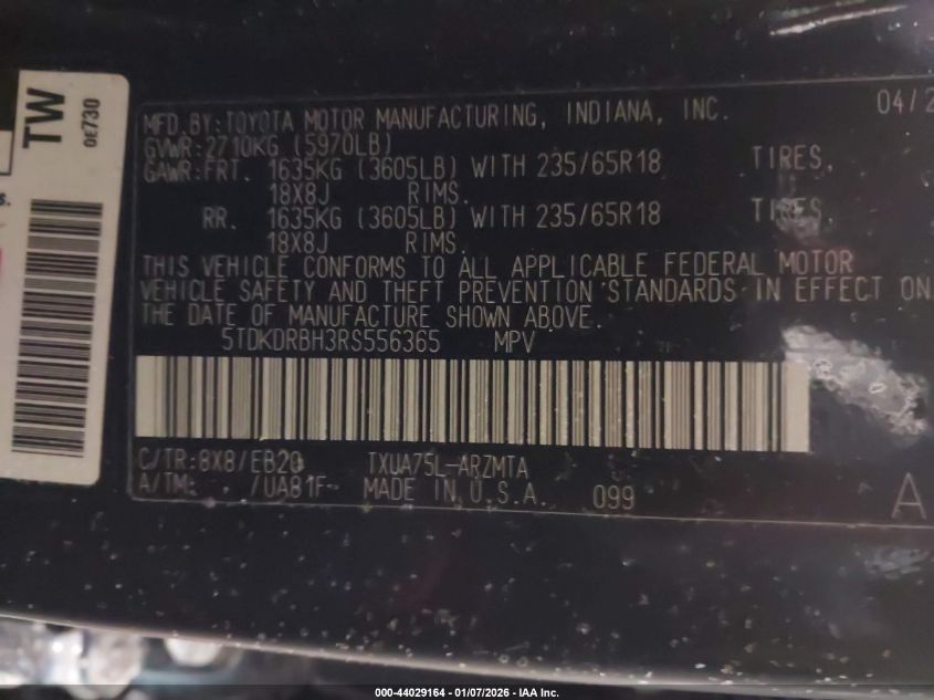 2024 Toyota Highlander - 5TDKDRBH3RS556365