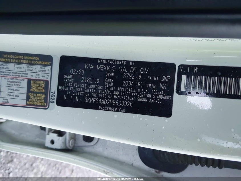 VIN 3KPF54AD2PE603926 2023 KIA FORTE GT-LINE