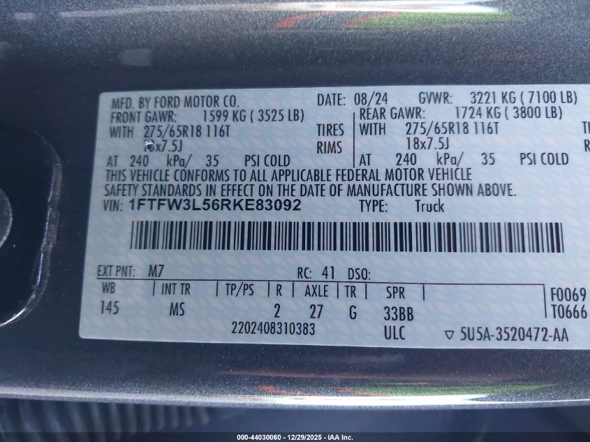 2024 Ford F-150 - 1FTFW3L56RKE83092