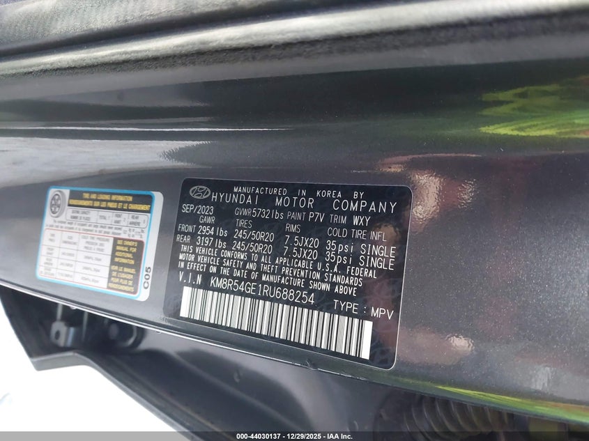 2024 Hyundai Palisade Limited VIN: KM8R54GE1RU688254 Lot: 44030137