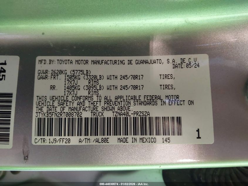 2024 Toyota Tacoma - 3TYKB5FN2RT008702