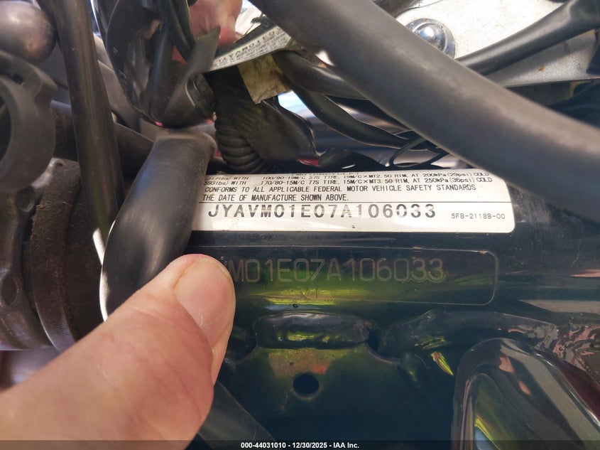 2007 Yamaha Xvs650 VIN: JYAVM01E07A106033 Lot: 44031010