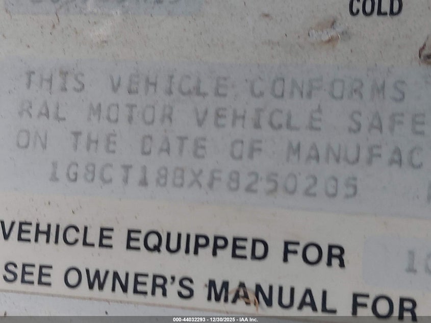 1985 Chevrolet Blazer S10 VIN: 1G8CT18BXF8250205 Lot: 44032293