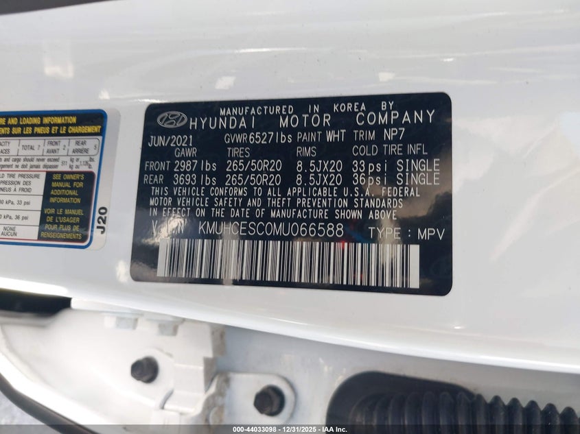 2021 Genesis Gv80 3.5T Awd Advanced VIN: KMUHCESC0MU066588 Lot: 44033098