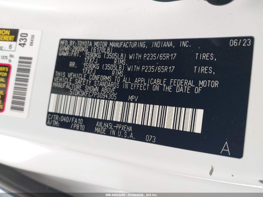 2023 Toyota Sienna - 5TDKSKFC7PS094305