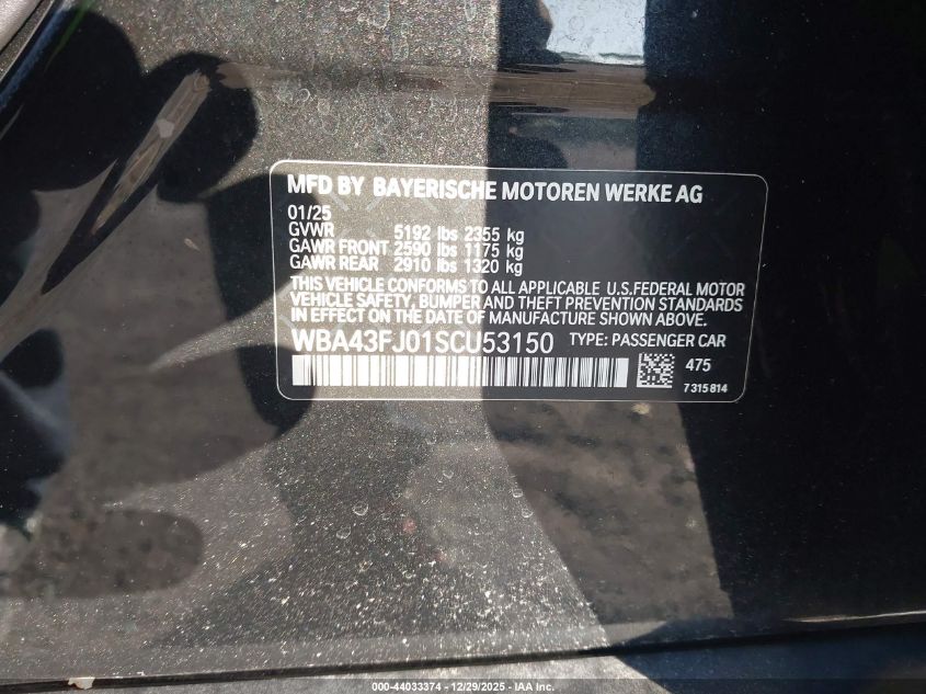2025 BMW 5 Series - WBA43FJ01SCU53150