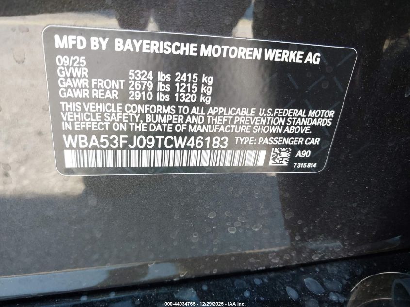 2026 BMW 5 Series - WBA53FJ09TCW46183