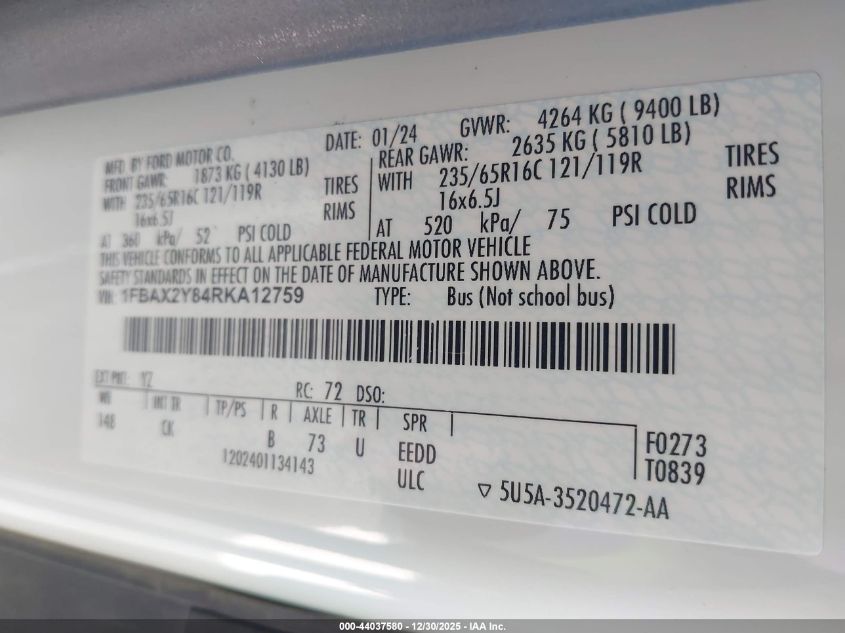 2024 Ford Transit-350 - 1FBAX2Y84RKA12759