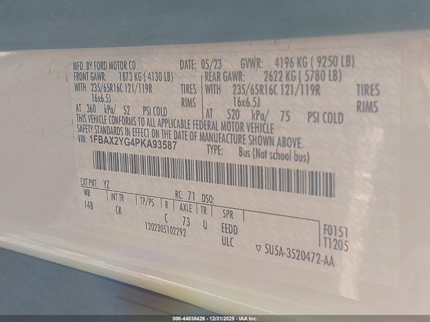2023 Ford Transit-350 - 1FBAX2YG4PKA93587
