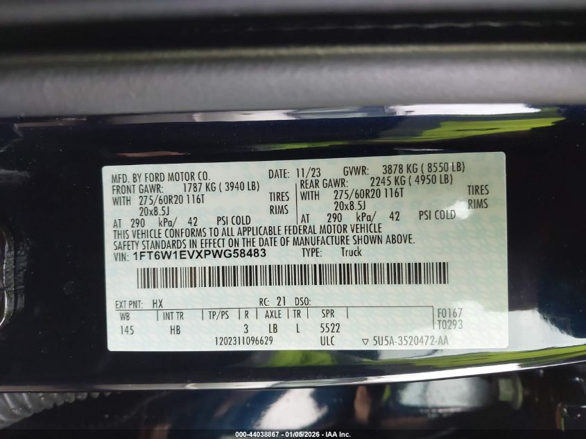 2023 Ford F-150 Lightning - 1FT6W1EVXPWG58483