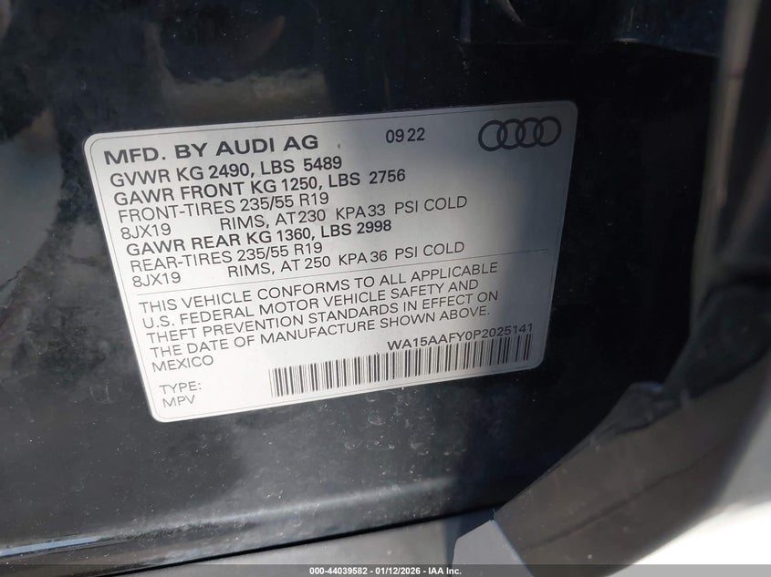 2023 Audi Q5 Sportback Premium Plus 45 Tfsi S Line Quattro S Tronic VIN: WA15AAFY0P2025141 Lot: 44039582