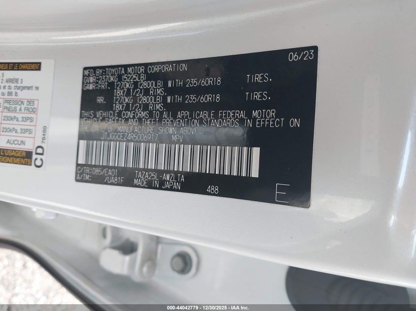 VIN JTJGGCEZ4R5006917 2024 LEXUS NX 350 PREMIUM