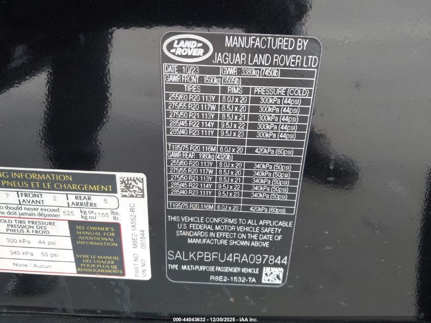 2024 Land Rover Range Rover - SALKPBFU4RA097844