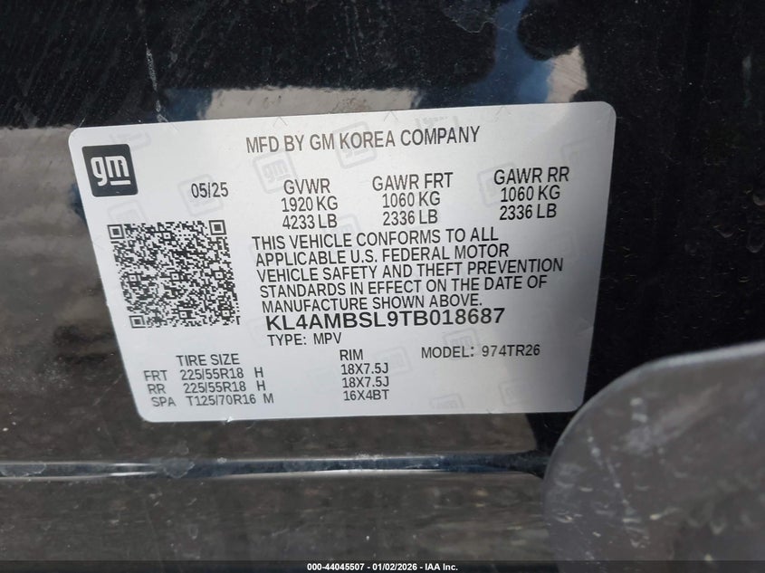 2026 Buick Encore Gx Preferred Fwd VIN: KL4AMBSL9TB018687 Lot: 44045507