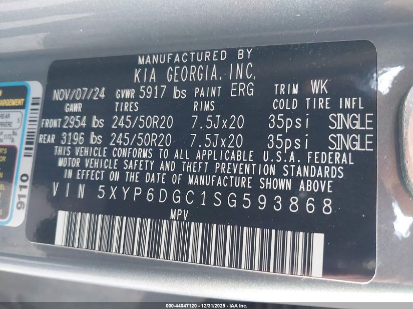 2025 Kia Telluride - 5XYP6DGC1SG593868