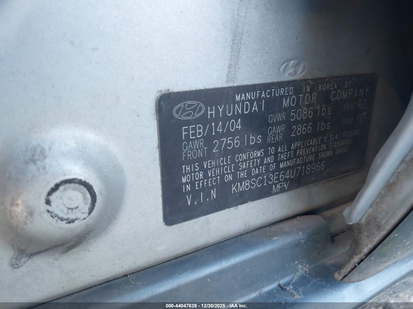 2004 Hyundai Santa Fe Gls/Lx VIN: KM8SC13E64U718966 Lot: 44047839