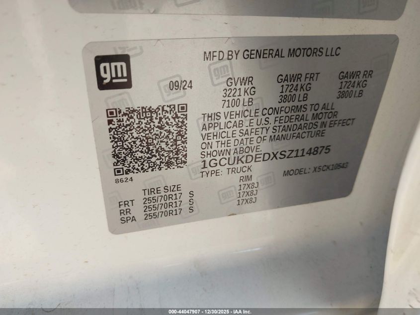 2025 Chevrolet Silverado 1500 - 1GCUKDEDXSZ114875