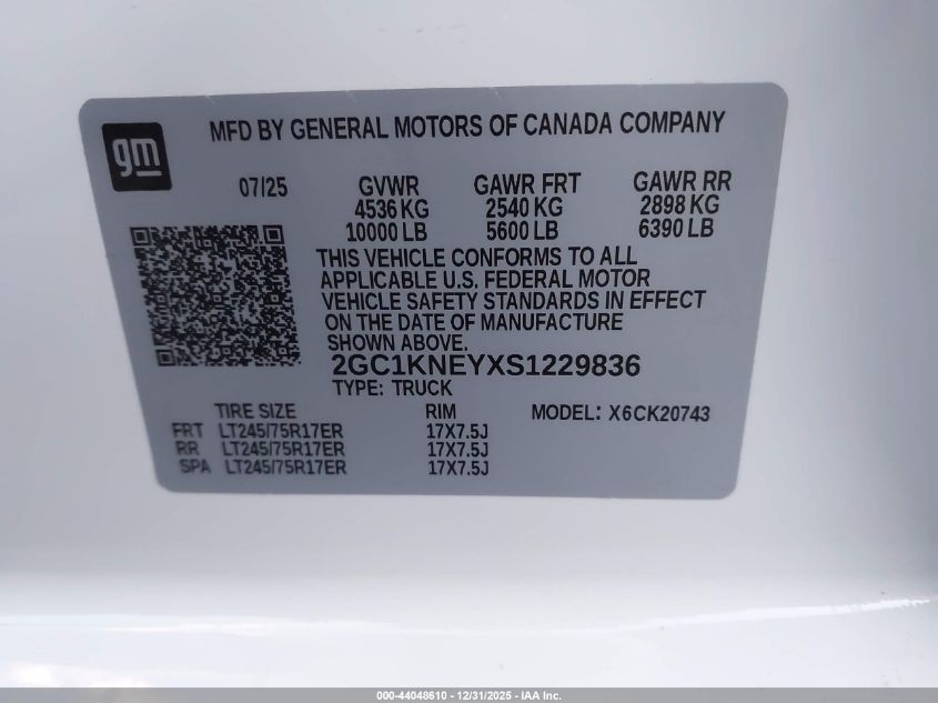 2025 Chevrolet Silverado 2500 - 2GC1KNEYXS1229836