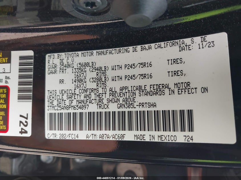 VIN 3TMCZ5AN8PM654097 2023 TOYOTA TACOMA SR5 V6