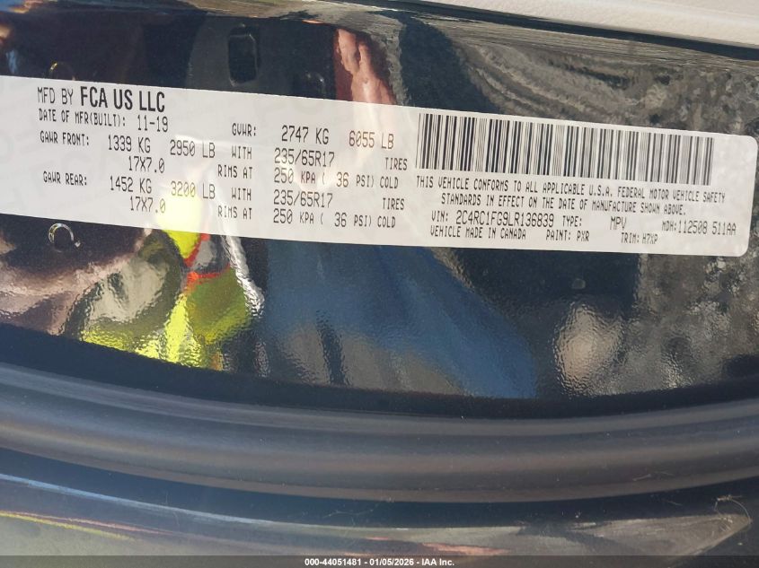 2020 Chrysler Pacifica Touring VIN: 2C4RC1FG9LR136839 Lot: 44051481